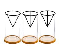 Fegtrtyoa 3 Pack Avocado Tree Growing Kits, Glass Avocado Seed Vase with Triangle Bracket and Bamboo Base, Sprouting Plant Pot