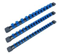 Fegtrtyoa 3 PCS Socket Organizer 1/2 3/8 1/4 Inch Drive Socket Rail Holders Socket Wrench Storage Rack Blue