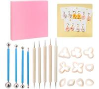 Fegtrtyoa 3D Printed Flower Clay Tools with Shaping Pad, Polymer Earring Making Kit for Jewelry