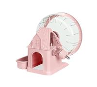 Fegtrtyoa 4 in 1 Quiet Hamster Exercise Wheel, Multi Functional Hamster House with Running Wheel, Water Bottle, Food Bowl Pink