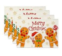 Fegtrtyoa 4PCS Xmas Trees Snow Pink Christmas Placemats Winter Table Mats for Kitchen Dining Decoration P