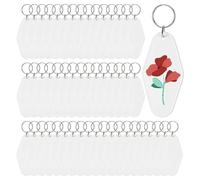 Fegtrtyoa 50pcs Blank Motel Keychain Bulk with Key Rings, Black Vintage Hotel Keychains Key Tag for Vinyl DIY Crafts, Black