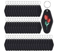 Fegtrtyoa 50pcs Blank Motel Keychain Bulk with Key Rings, White Vintage Hotel Keychains Key Tag for Vinyl DIY Crafts, White