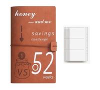 Fegtrtyoa 52Weeks Budget Binder Planner Cash Envelopes for Couple's Challenge to Save Money Cash Deposit Organizer Imitation A