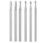 Fegtrtyoa 6 Pcs 3/32 Inch Shank Steel Engraving Router Bits, Olive Amber Carving Drill Bits for Rotary Tools (2.3mm Carving Bits)