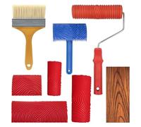 Fegtrtyoa 8Pcs Wood Grain Tool Set Wood Texture Paint Tool DIY Rubber Wood Pattern Painting Roller for Wall Room Art Decoration