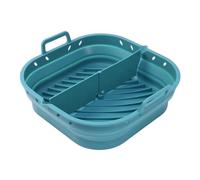 Fegtrtyoa Air Fryer Silicone Baking Mold Tray Square Reusable Air Fryer Cooking Accessories Foldable 8.5in Airfryer Baking Tool, Blue
