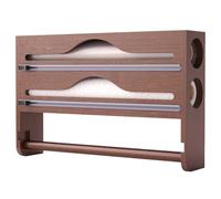 Fegtrtyoa Aluminum Foil Dispenser with Foil and Plastic Wrap Organizer, Bamboo Foil Dispenser Featuring Paper Towel Holder for Kitchen C