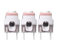Fegtrtyoa Automatic Toothpaste Squeezer Wall Mounted Punch-Free Toothbrush Storage Rack Toothbrush Holder Squeezer Pink