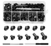 Fegtrtyoa Binding Screws M5 X 4/5/6/8/10/12mm Book-Binding Rivets with Punch Screwdriver,Screw Rivets for DIY Leather