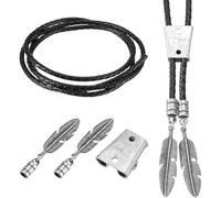 Fegtrtyoa Bolo Tie Accessories Set Includes Slide Clasps, 1Yard Black Leather Braided Cord& Finding Kit for DIY Projects A