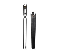 Fegtrtyoa Camping Bonfire BBQ Anti Scalding Charcoal Tongs Portable Carbon Steel Fire-Tongs Firewood Tongs with Leather Sheath A