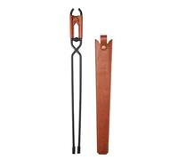 Fegtrtyoa Camping Bonfire BBQ Anti Scalding Charcoal Tongs Portable Carbon Steel Fire-Tongs Firewood Tongs with Leather Sheath B