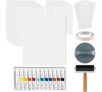 Fegtrtyoa Complete Printmaking Set with 9'' X 12'' Gelatin Plate,Printmaking Paper for Art, Monoprinting