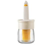 Fegtrtyoa Cute Glass Oil Jar for Home with Silicone Brush, Kitchen Mini Portable Oil Bottle Bbq Oil and Sauce Cooking Brush Beige