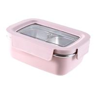 Fegtrtyoa Detachable Lid 304 Stainless Steel Bento Lunch Box with Dividers Student Portable Large Capacity Sealed Storage Container Pink-530ml