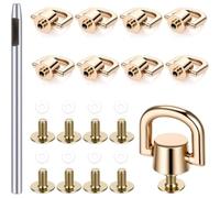 Fegtrtyoa for Leather Handbag Belt D Ring Studs Rivets 8 PCS Brass D Rings for Purse Strap Hardware with Punch Tool-DIY