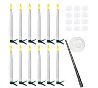Fegtrtyoa Hanging Floating Flameless Candles with Wand Flameless Taper Candles LED Candles Warm Light Christmas Candles White B
