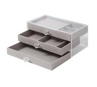 Fegtrtyoa Large Capacity Storage Box High-Grade Exquisite Oxidation Three Drawer Desktop Jewelry Bracelet Ring Gray