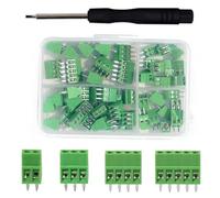 Fegtrtyoa PCB Mount Screw Terminal Block Connector 2.54mm 0.1" Pitch 52PCS, 2P 3P 4P 5P, 150V 6A for 26-18AWG Cables