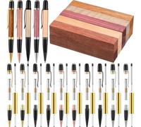 Fegtrtyoa Pen Making Kit 10 Woodturning Pen Kit 10 Exotic-Wood Pen Blanks Twist Ballpoint Pen Kit Refill Copper Pen for DIY
