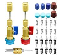 Fegtrtyoa R134A Valve Core Quick Remover High Low Pressure AC Valve Core Removal Tool with R134A Valve Core AC Service