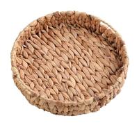 Fegtrtyoa Rattan Wicker Handmade Basket Fruit Tea Snacks Bread Storage Cosmetic Round Box Water Hyacinth Tray Jewelry Dish B