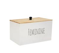 Fegtrtyoa Sanitary Napkin Holder Feminine Wood Container Box Pad Storage Container Box for Bathroom, Sanitary Napkin Dispenser White