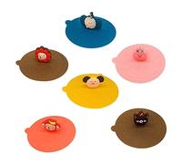 Fegtrtyoa Silicone Cup Lids Cartoon Glass Cup Cover Reusable Anti-Dust Cup Covers for Mugs Animal Shape Hot Drink Cup Lids 6Pcs