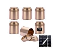 Fegtrtyoa Small Kitchen Tin Can 6pcs Tea Tin with Airtight Double Lids for Loose Leaf Tea Storage, 8 Fl Oz Rose Gold