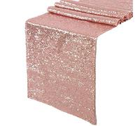 Fegtrtyoa Sparkly Rose Gold Sequin Table Runners 12X71 Inch Shimmer Table for Wedding Party Anniversary Birthday Cake Table Cloth