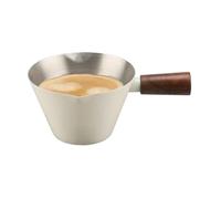 Fegtrtyoa Stainless Steel Espresso Measuring Cup, 6.8OZ/200ML with Wooden Handle and Double Spouts, Espresso Shot Cups C