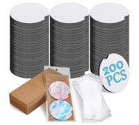 Fegtrtyoa Sublimation Car Coaster Blank Set, 200Pcs 2.76inch Blank Sublimation Coaster 100 Adhesive Bag and Display Card Brown
