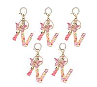 Fegtrtyoa U Style Letter Pendant Pink Cute Initial Keychain Butterfly Keychain Easy Install