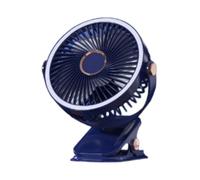 Fegtrtyoa USB Rechargeable Fan Dormitory Clip-on Type Portable Mini Desk Fan 360 Degree Rotation Adjustable Fan with LED Light C