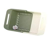 Fegtrtyoa Vegetable Washing Kitchen Telescoping Plastic Draining Basket Sink Strainer Fruits Dish Rack Green and White
