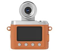 Fegtrtyoa Y7000 Mini Keychain Camera 1080P HD with Screen Portable Retro Compact Video Recorder Flash Lamp Included Brown