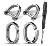 FEGVE D Ring Keychain, Small Quick Open Titanium Key Ring Clip for Car Home Keys (Grey)