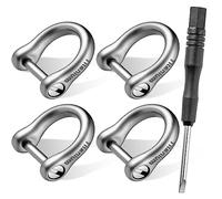 FEGVE Small Titanium Key Ring with Screw Shackle - Car Fob Keychain Heavy Duty Strong Mini Titanium D Rings -1/3 Inch/9mm (Silver 4 Pack), Silver 4 Pack-1/3 Inch/9mm, Mini