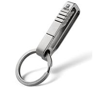 FEGVE Titanium Belt Key Holder, Key Belt Clip for Pants, Jeans, Trousers, Grey-bk1s, Medium