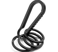 FEGVE Titanium Quick Release Key Chain Clip with 4 Key Rings Heavy Duty Small Carabiner Keychain Clip for Men and Women (Black), Black-key Clip+4 Key Rings, S