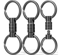 FEGVE Titanium Quick Release Keychain, Small Detachable Swivel Keychain Accessories with 4 Key Rings for Bag, Belt & Car-(Anti-fall/Black-3pcs)