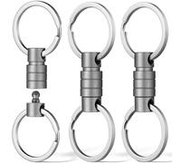 FEGVE Titanium Quick Release Swivel Keychain, Pull Apart Detachable Keychain Heavy Duty Car Key Holder with 4 Key Rings-3pcs