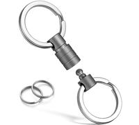 FEGVE Titanium Quick Release Swivel Keychain, Pull Apart Detachable Keychain Heavy Duty Car Key Holder with 4 Key Rings