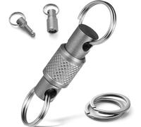 FEGVE Titanium Quick Release Swivel Keychain, Pull Apart Detachable Keychain Heavy Duty Car Key Holder with 4 Key Rings