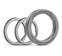 FEGVE Titanium Round Carabiner Keychain, Spring Hook Key Chain Clip with 2 Titanium Key Rings for Men