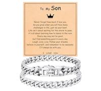 Fehki Dad Son Grandad Gifts,2PCS Cuban Chain Bracelet Gifts for Grandad Boyfriend Husband,Perfect Fathers Day Birthday Graduation Christmas Jewellery Gift (06-Son)