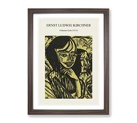 Fehmarn Girls By Ernst Ludwig Kirchner Exhibition Museum Painting Framed Print | A2 Walnut Framed Wall Art | Ready to Hang | Modern Historical Picture | Living Room Bedroom Lounge Office