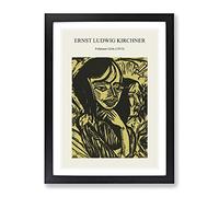 Fehmarn Girls By Ernst Ludwig Kirchner Exhibition Museum Painting Framed Wall Art Print, Ready to Hang Picture for Living Room Bedroom Home Office Décor, Black A2 (64 x 46 cm)