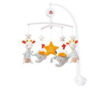 Fehn 053180 Good Night Music Mobile - With the Melody "Weißt du wieviel Sternlein stehen” (Do you know how many little stars there are) and Cute Figures with ‘Glow-in-the-dark’ Embroidery - For Babies from 0-5 Months - Size: Diameter 40 cm
